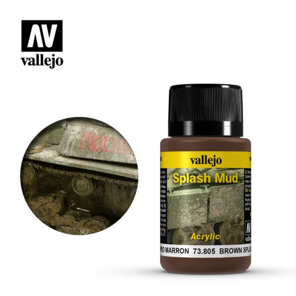 Acrylicos Vallejo - 73805 - 風化效果漆 Weathering Effects - 棕色飛濺泥土 Brown Splash Mud - 40 ml. 