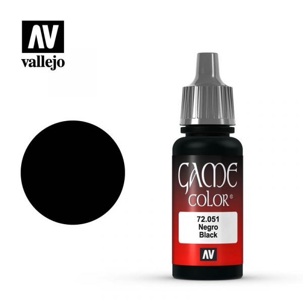 Acrylicos Vallejo -051 - 72051 - 遊戲色彩 Game Color - 黑色 Black - 17 ml. 