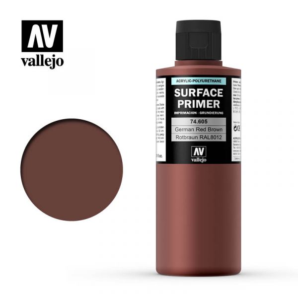 西班牙 Vallejo AV水性漆 74605 表面底漆 Surface Primer 紅棕色 200ml 