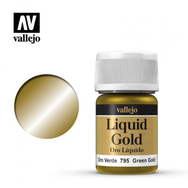 西班牙 Vallejo AV水性漆 Liquid Gold 70795 液態金屬-青金色 35ml 