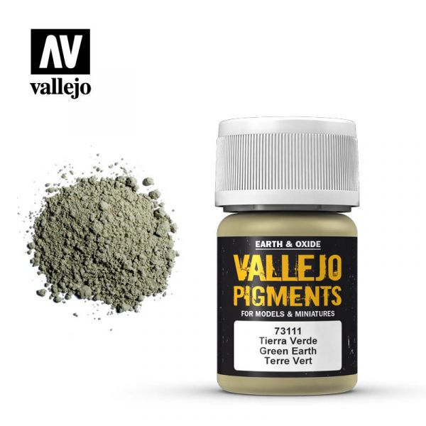 Acrylicos Vallejo - 73111 - 色粉 Pigments - 綠土地色 Green Earth - 35 ml. 