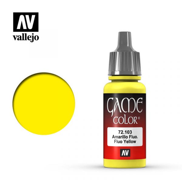 Acrylicos Vallejo -076 - 72103 - 遊戲色彩 Game Color - 螢光黃 Fluo Yellow - 17 ml. 