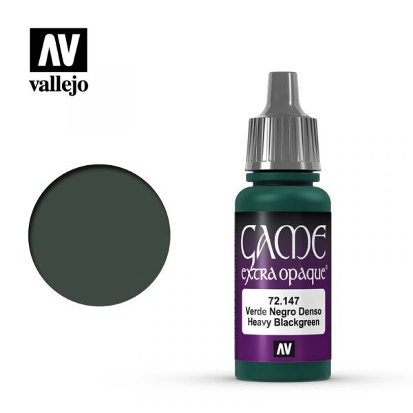 Acrylicos Vallejo -098 - 72147 - 遊戲色彩 Game Color - 重黑綠色（不透明漆） Heavy Blackgreen - 17 ml. 