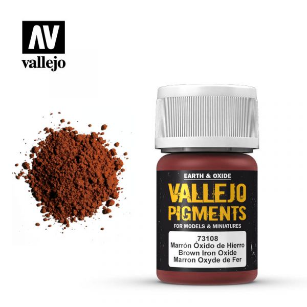 Acrylicos Vallejo - 73108 - 色粉 Pigments - 棕色氧化鐵 Brown Iron Oxide - 35 ml. 
