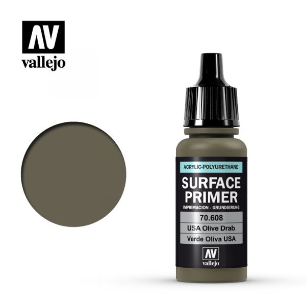 Vallejo AV水性漆 SURFACE PRIMER 70608 美國橄欖褐色 17ml 