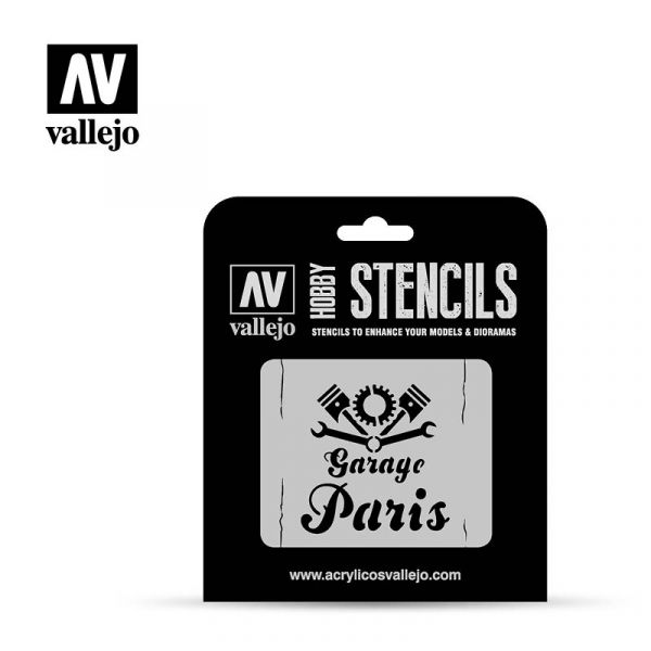 Acrylicos Vallejo - ST-LET001 1/35 Stencils - 老式車庫標誌 遮噴片 