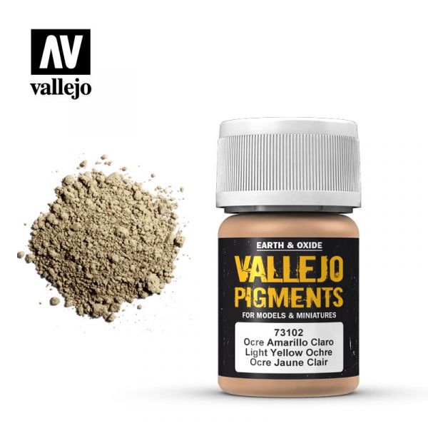 Acrylicos Vallejo - 73102 - 色粉 Pigments - 淡黃色赭石色 Light Yellow Ochre - 35 ml. 