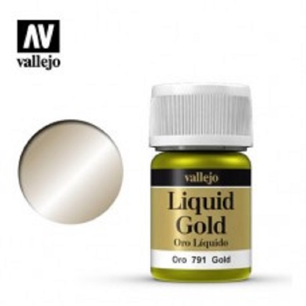西班牙 Vallejo AV水性漆 Liquid Gold 70791 液態金屬-金色 35ml 