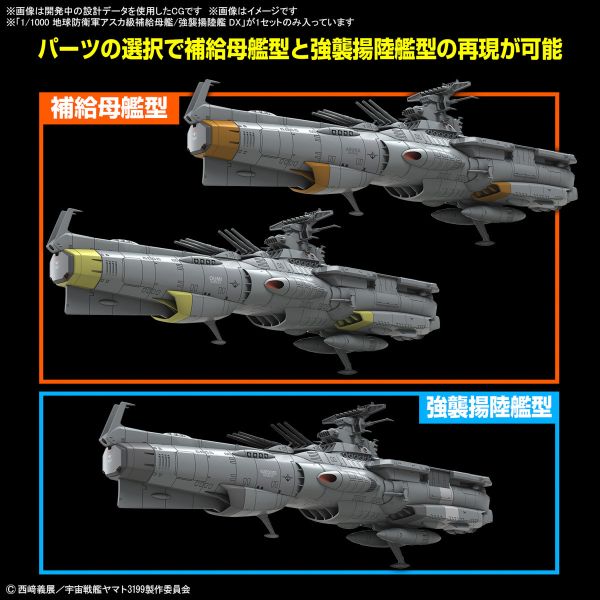 預購7月 萬代 1/1000 宇宙戰艦大和號 地球防衛軍 飛鳥級補給母艦 突擊登陸艦DX 組裝模型 