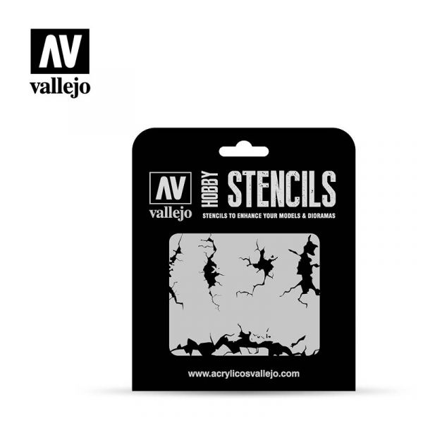 Acrylicos Vallejo - ST-TX001 1/35 Stencils - 開裂的牆 Cracked Wall 遮噴片 