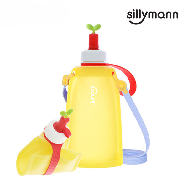 【韓國sillymann】 100%鉑金矽膠兒童便攜捲式鉑金矽膠水瓶-300ml 