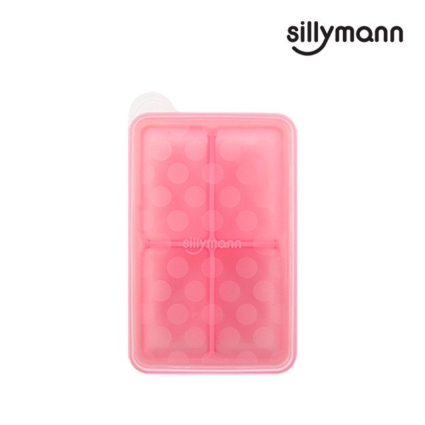 【韓國sillymann】 100%鉑金矽膠副食品分裝盒(4格)(粉) 