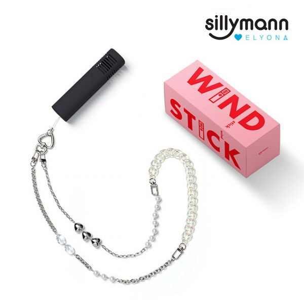 【韓國sillymann】攜帶型風棒電扇+ELYONA 飾品背鏈(黑) 