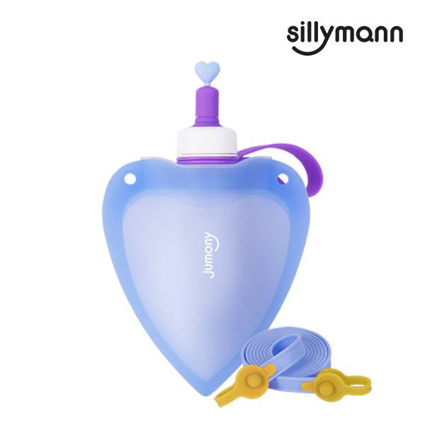 【韓國sillymann】 100%鉑金矽膠兒童便攜捲式鉑金矽膠心型水瓶-250ml 
