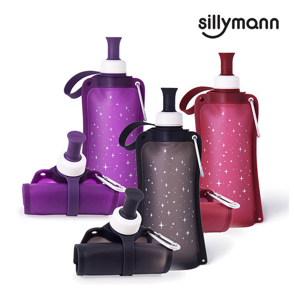 【韓國sillymann】 100%鉑金矽膠簡約便攜捲式鉑金矽膠水瓶-550ml 