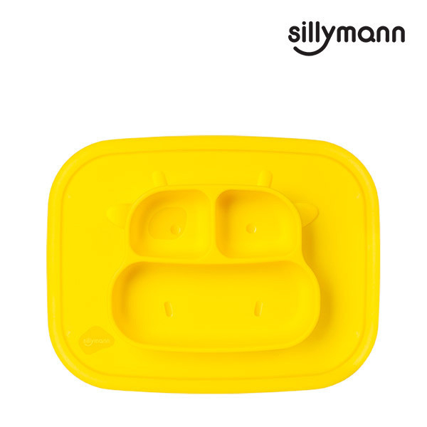 【韓國sillymann】 100%鉑金矽膠乳牛防滑餐盤(黃) 