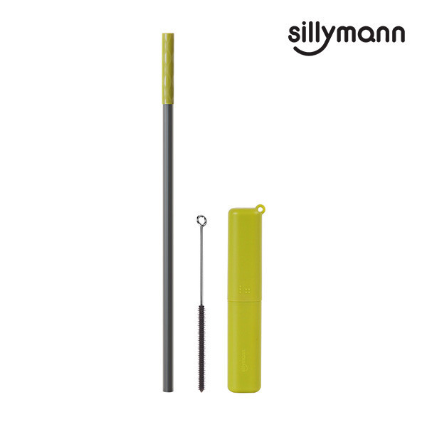 【韓國sillymann】 100%鉑金矽膠攜帶型吸管套裝(橄欖綠) 