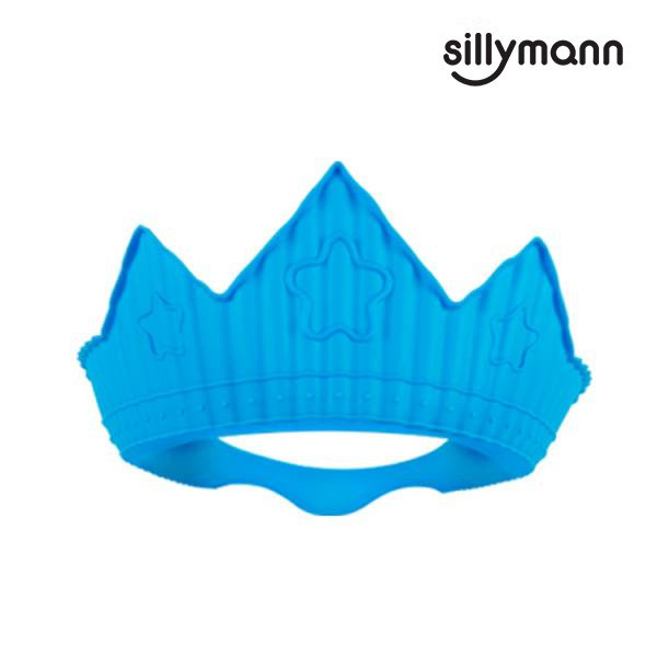 【韓國sillymann】 100%鉑金矽膠皇冠幼兒洗髮帽(藍) 