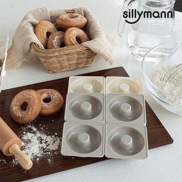 【韓國sillymann】100%鉑金矽膠甜甜圈烘焙模具(烤箱/氣炸鍋/微波爐專用)(可可灰) 