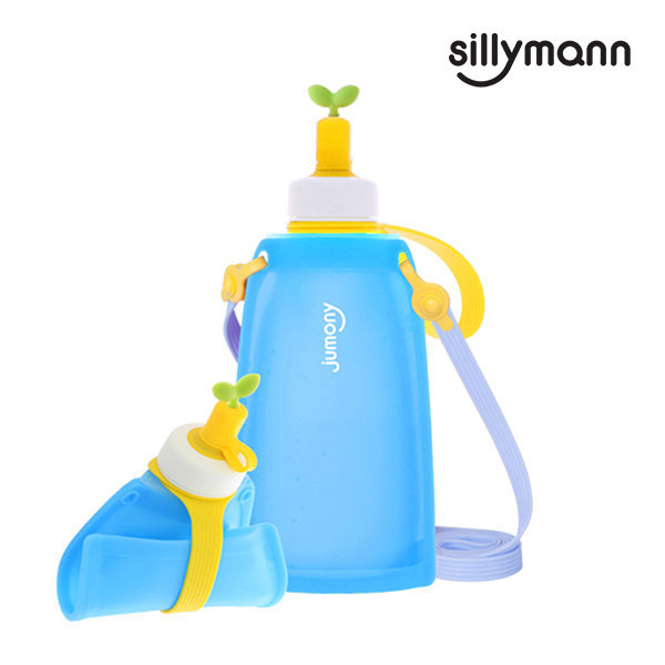 【韓國sillymann】 100%鉑金矽膠兒童便攜捲式鉑金矽膠水瓶-300ml 