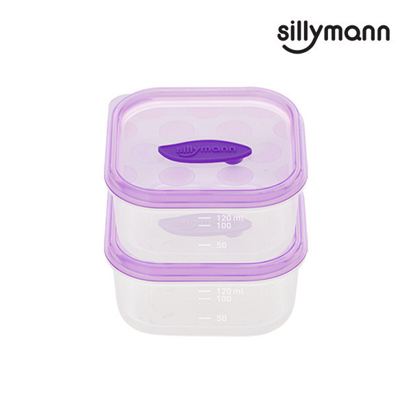 【韓國sillymann】 100%鉑金矽膠副食品保鮮盒(120ml)-2入裝 