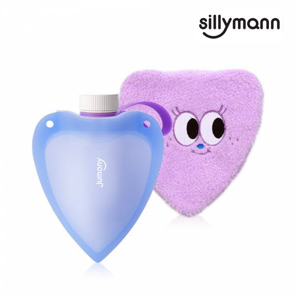 【韓國sillymann】100%鉑金矽膠愛心保溫水瓶250ml(藍) 