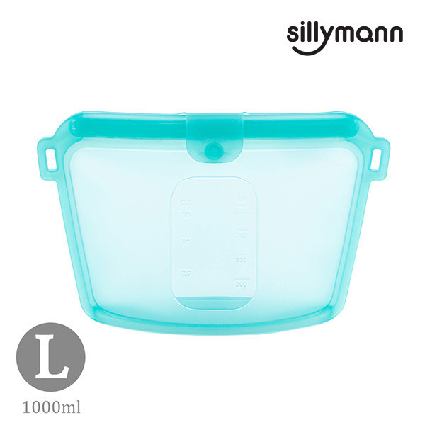 【韓國sillymann】 100%鉑金矽膠密封袋-1000ml(藍) 