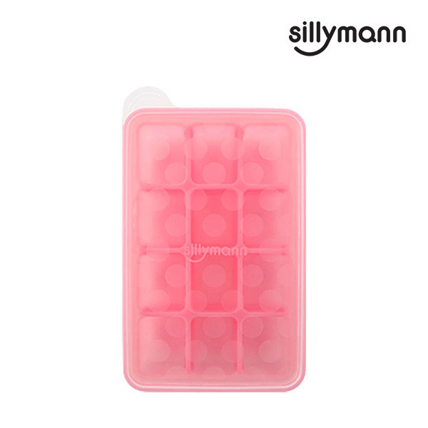 【韓國sillymann】 100%鉑金矽膠副食品分裝盒(12格)(粉) 