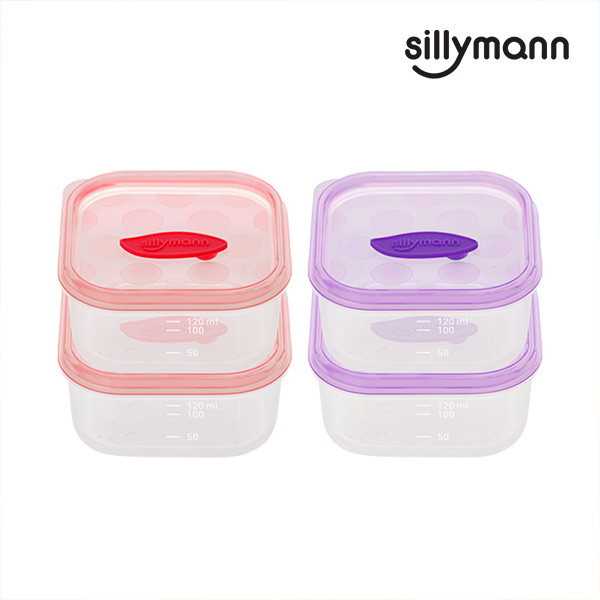 【韓國sillymann】 100%鉑金矽膠副食品保鮮盒(120ml)-2入裝 