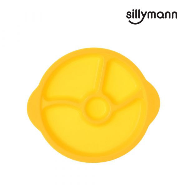 【韓國sillymann】 100%鉑金矽膠防滑幼兒學習餐盤(黃) 