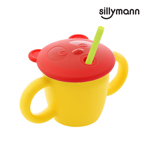 【韓國sillymann】100%鉑金矽膠 兒童專用雙手握把喝水學習杯(220ml)(檸檬黃) 