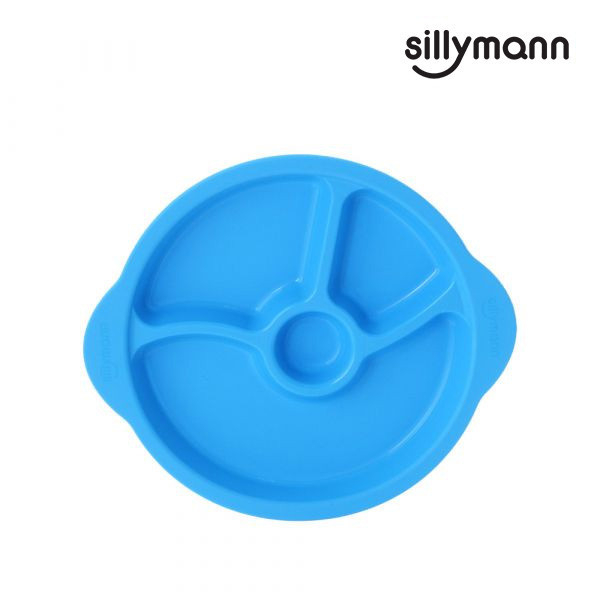 【韓國sillymann】 100%鉑金矽膠防滑幼兒學習餐盤(藍) 