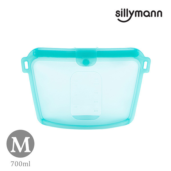 【韓國sillymann】 100%鉑金矽膠密封袋-700ml(藍) 