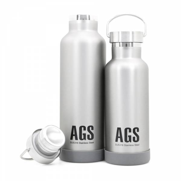 【贈】AGS 316不鏽鋼真空斷熱保溫瓶組(1大+1小)銀色 