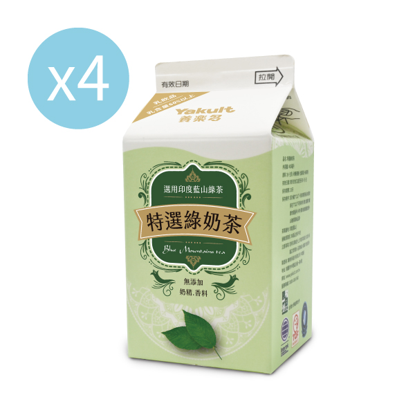 養樂多特選綠奶茶(375ml X 4入) 嚴選,養樂多,特選,綠奶茶,無香料,無奶精,產學合作,牛奶