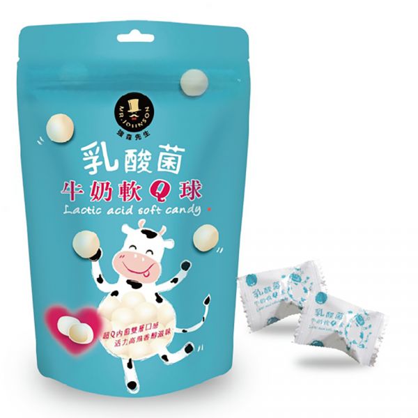 乳酸菌牛奶軟Q球 乳酸菌,維生素C,軟糖,乳酸,台灣製,強森先生