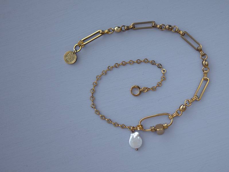 Hydromancy Series – Aura of the ocean * necklace 天然珍珠 短項鍊 巴洛克變形珠 項鍊 鎖骨鏈