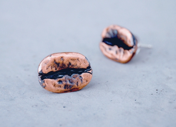 COFFEE BEAN耳環 - 三色 手作 飾品 純銀耳針 咖啡豆 耳環