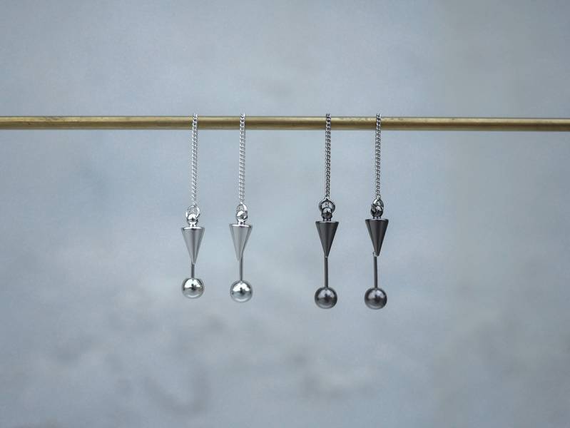 Alchemy Series – Triangle microscale * Dangle chain earrings 耳環 長耳環 幾何 極簡