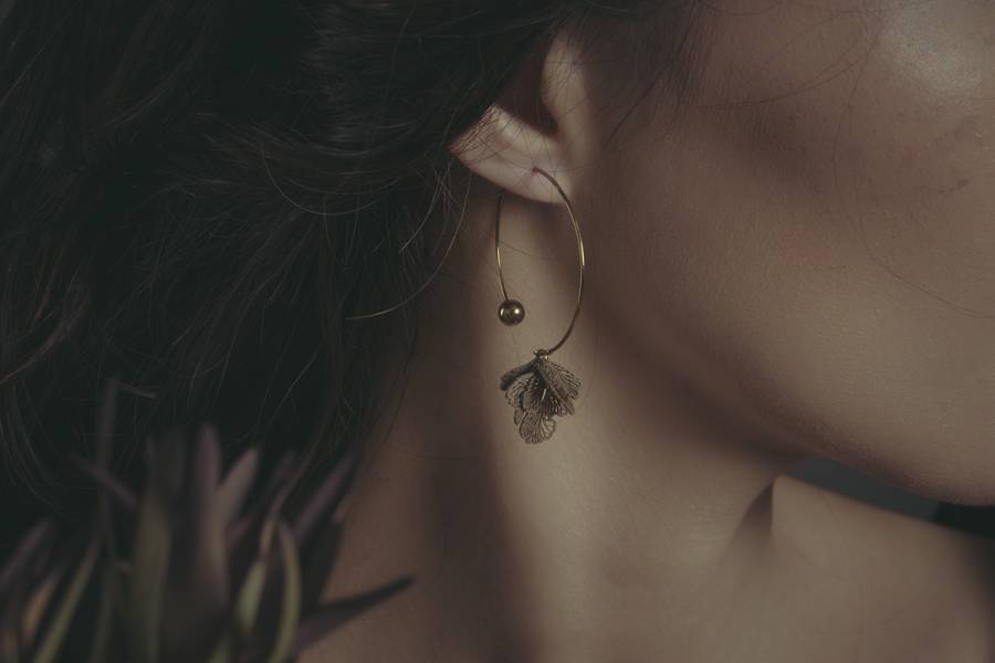 Herbology | 草藥學系列 - 鐵線蕨耳環 * 兩色 耳環 植物耳環 環型耳環