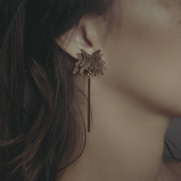 Alchemy Series – Triangle microscale * Dangle chain earrings 耳環 植物耳環 長耳環