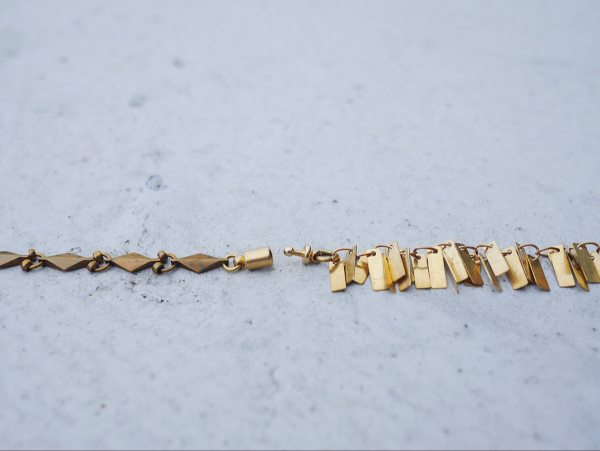 Twilight series-  lozenge and ring and bead chain* bracelet brass bracelet