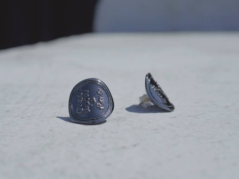 Wax seal – Antique gold black nickel * Earrings Wax seal Antique Earrings