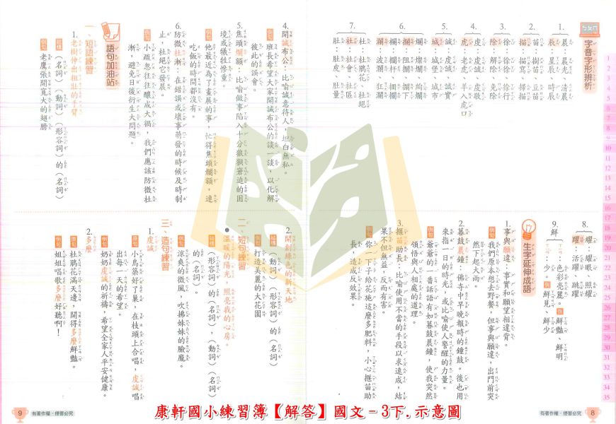 康軒國小 重點複習 教師用 解答 112下 國小1~6年級 國語 數學 自然 社會 