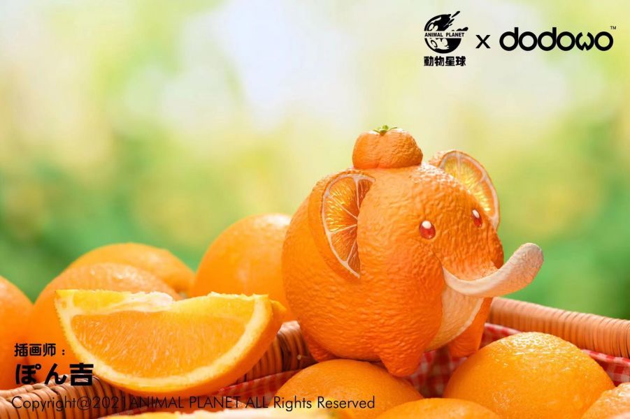 【海外代購】【10CM】動物星球X朵朵窩 果物精靈系列—橙象 