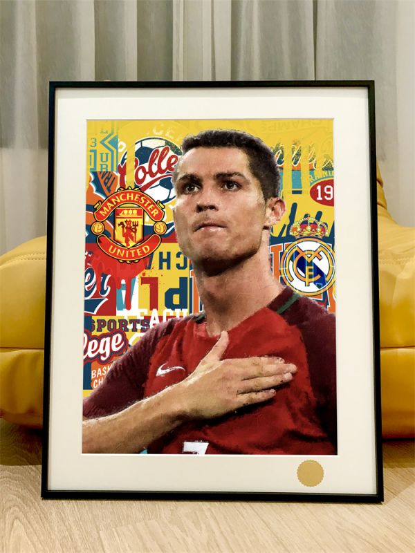 【預定】【55*44CM】星空 昭舞 絕代雙驕曼聯皇馬世界杯葡萄牙C羅裝飾畫 