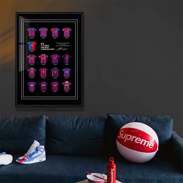 【海外代購】【38*53CM】千鳥社 里奧梅西Messi巴薩球衣足球 裝飾畫01 