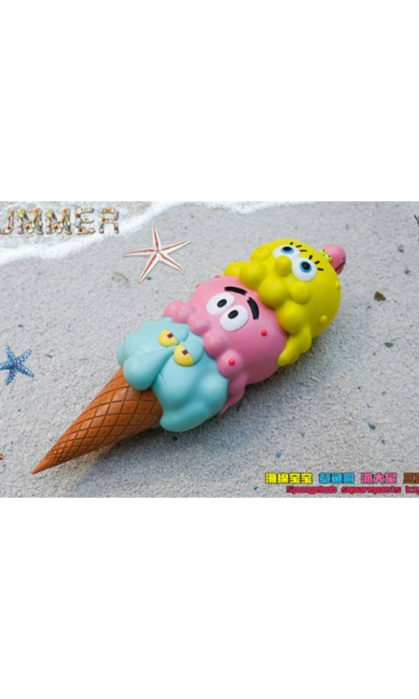 【海外代購】【30CM】SUMMER 海綿寶寶 章魚哥 派大星 三球甜筒冰淇淋01 
