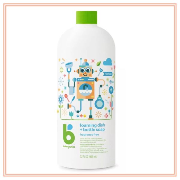 Babyganics Dish & Bottle Soap Refill, Fragrance Free - 32oz--『Procurement』 