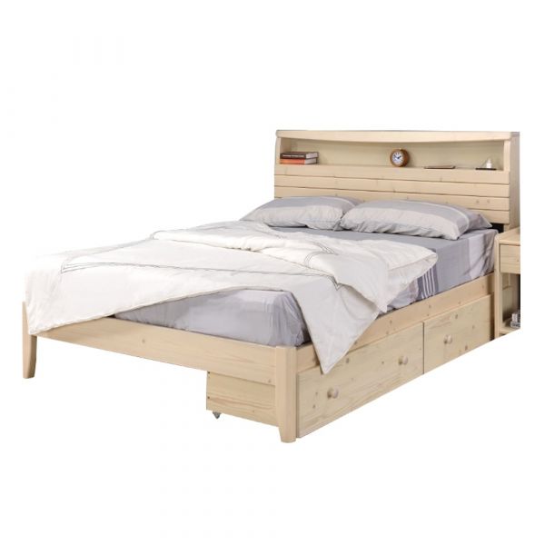 Arimori有森 原木紐松置物床架 兩色(3.5尺/5尺) 床架,日式床架,實木床架,收納